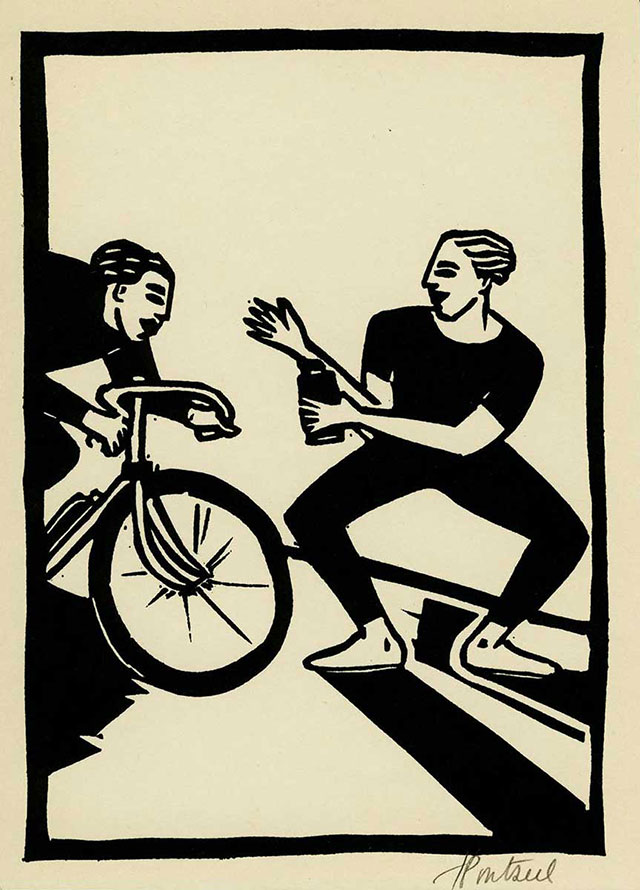 Cycliste Linogravure-nb-Cycliste