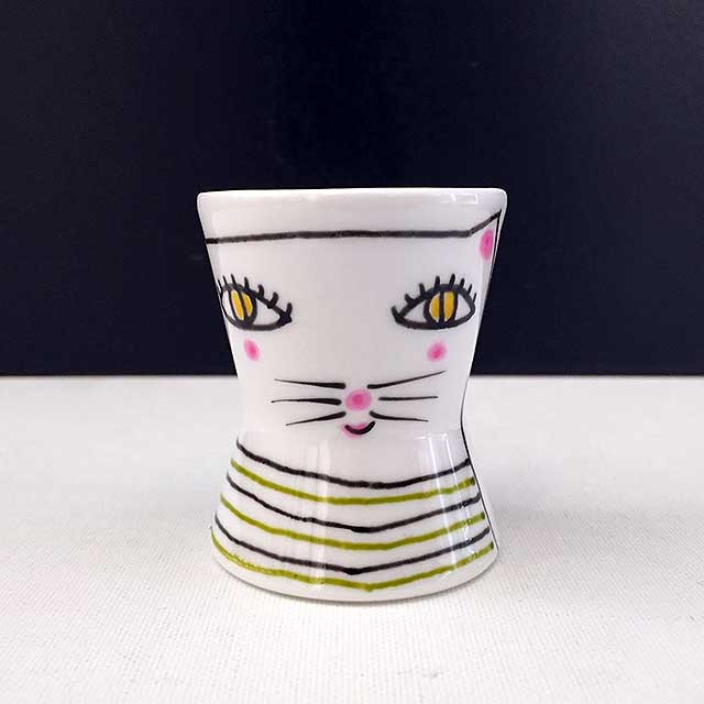 Coquetier Chat Porcelaine-Coquetier Chat
